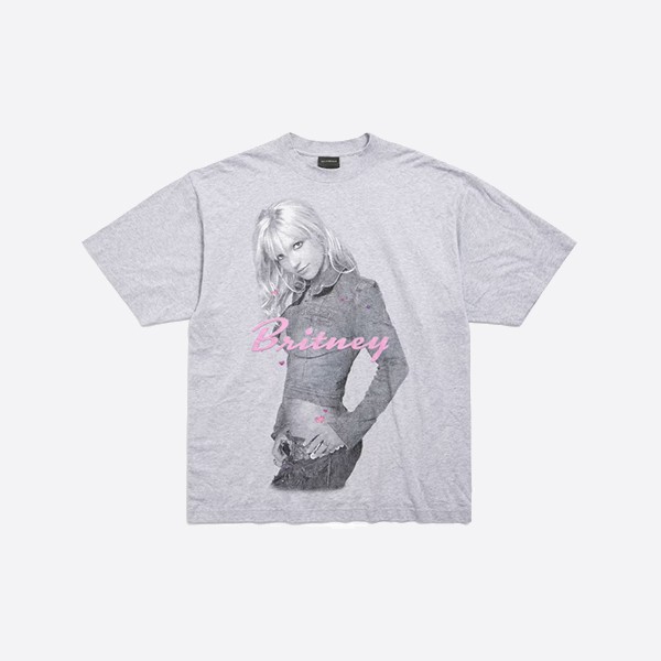 バレンシアガ ブリトニー・スピアーズ シリーズ Tシャツ ミディアムフィット ライトグレー/ピンク
