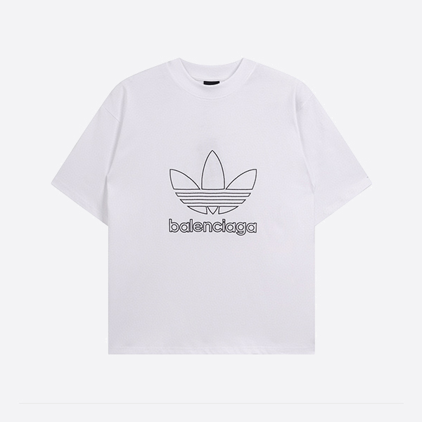 バレンシアガ x アディダス アウトラインロゴ Tシャツ（ホワイト）