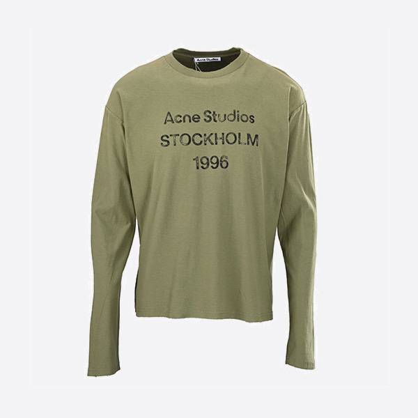 アクネ ストゥディオズ リラックスフィット ロゴTシャツ（オリーブグリーン）