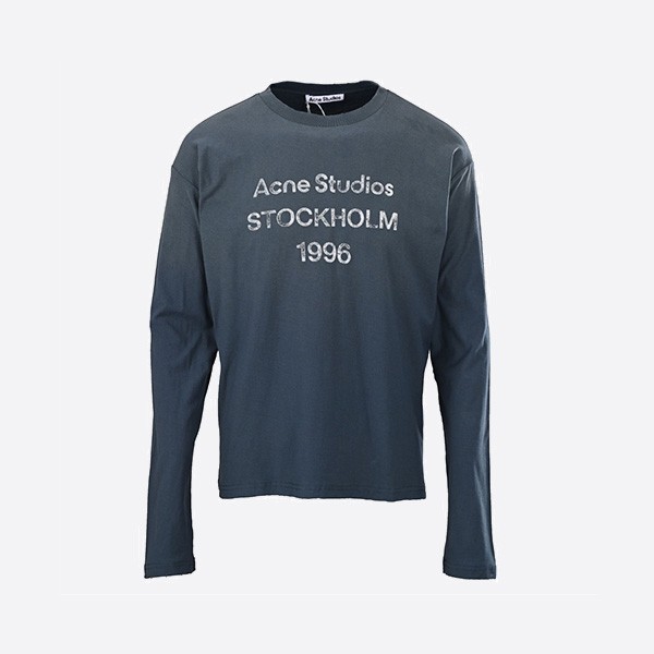 アクネ ストゥディオズ リラックスフィット ロゴ ロングスリーブ Tシャツ（ネイビー）