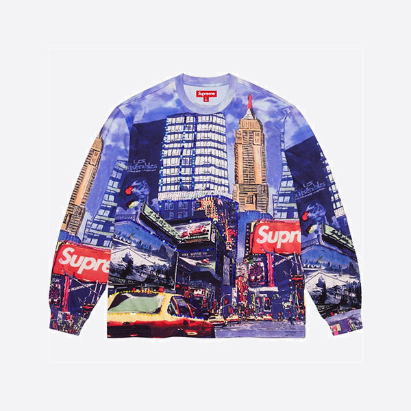シュプリーム スカイライン スパンコール L/S トップ ブルー