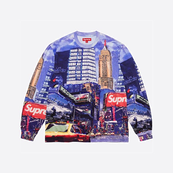 シュプリーム スカイライン スパンコール L/S トップ ブルー
