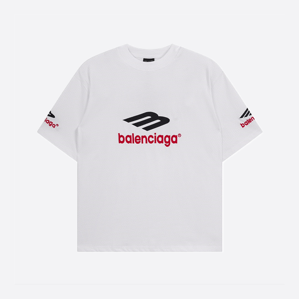 バレンシアガ 3B スポーツアイコン Tシャツ ミディアムフィット ホワイト/ブラック/レッド