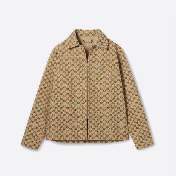 グッチ GGキャンバス ジャケット（キャメル＆ダークブラウン）