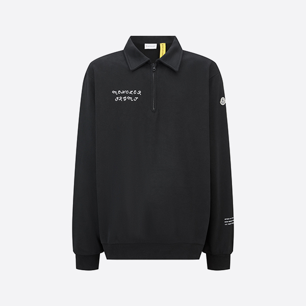 モンクレール x FRGMT ジップアップ コットン スウェットシャツ ブラック
