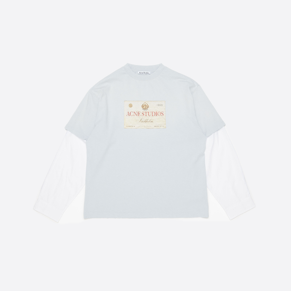 アクネ ストゥディオズ レイヤードプリントTシャツ ライトグレー