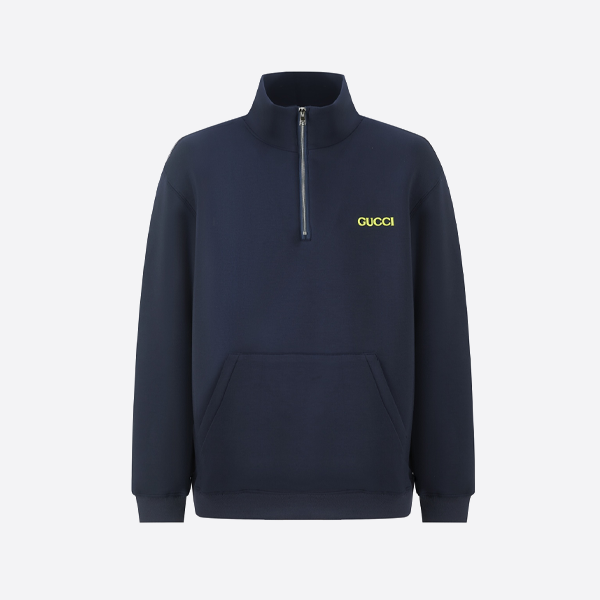 グッチ イエローパッチ ハーフジップ スタンドカラー スウェットシャツ