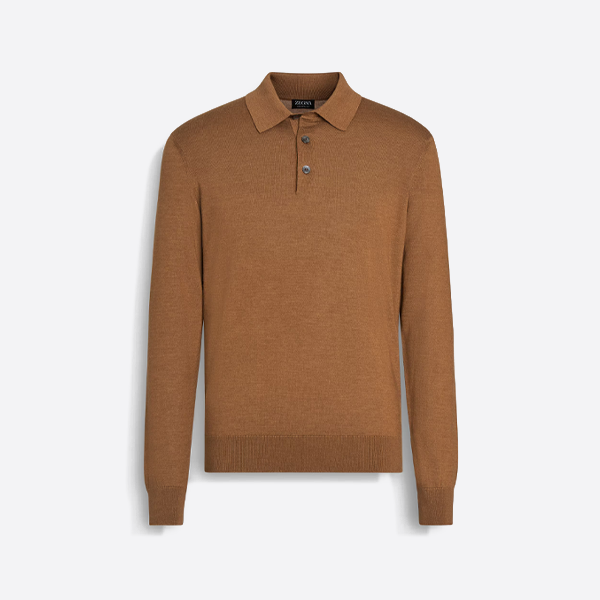 ゼニア ダークフォリッジ メランジ カシュセタ ポロシャツ SS25