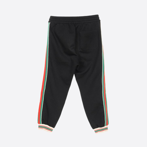 グッチのカラフルなストライプ柄ウェブパッチパンツ