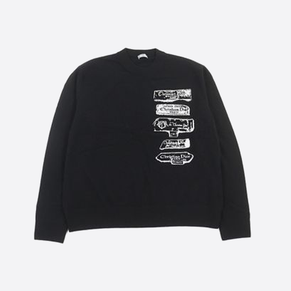 ディオールのアーカイブロゴ刺繍入りニットクルーネックセーター