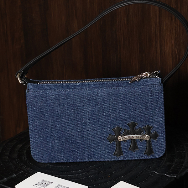 クロームハーツ デニム ナイトバッグ スクロール アンダーアームバッグ
