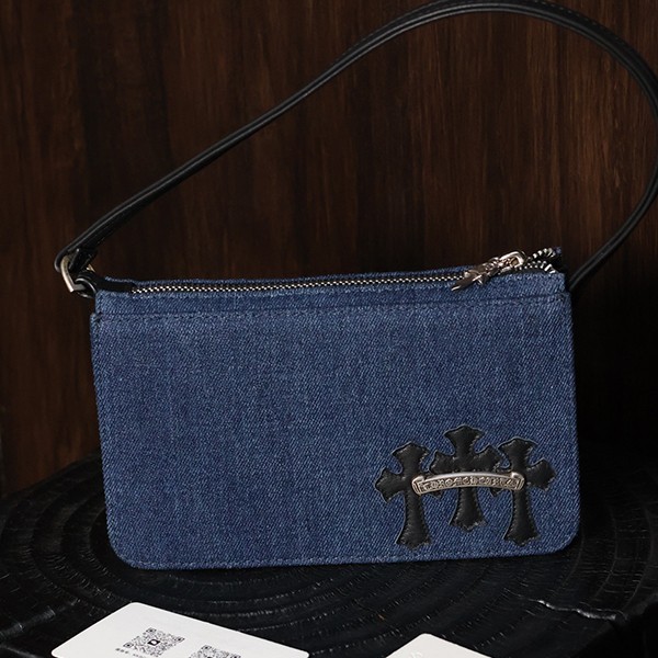 クロームハーツ デニム ナイトバッグ スクロール アンダーアームバッグ