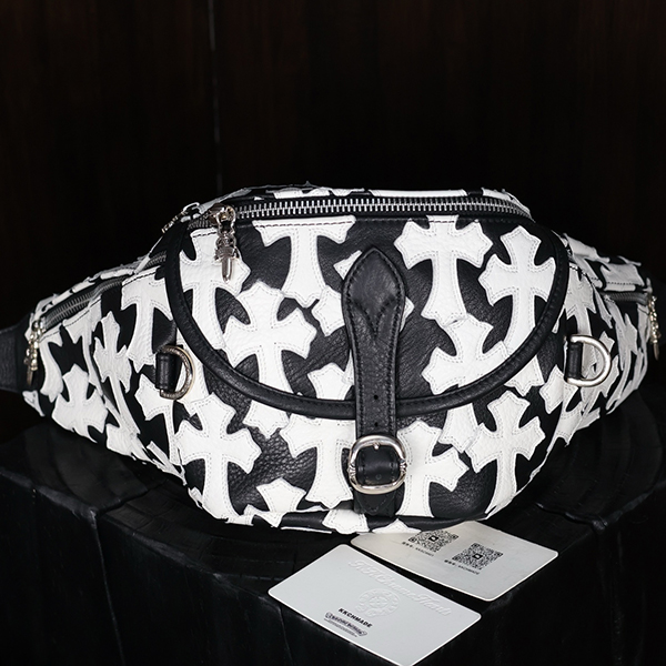 クロームハーツ ラージ ホワイト クロス ウエストバッグ