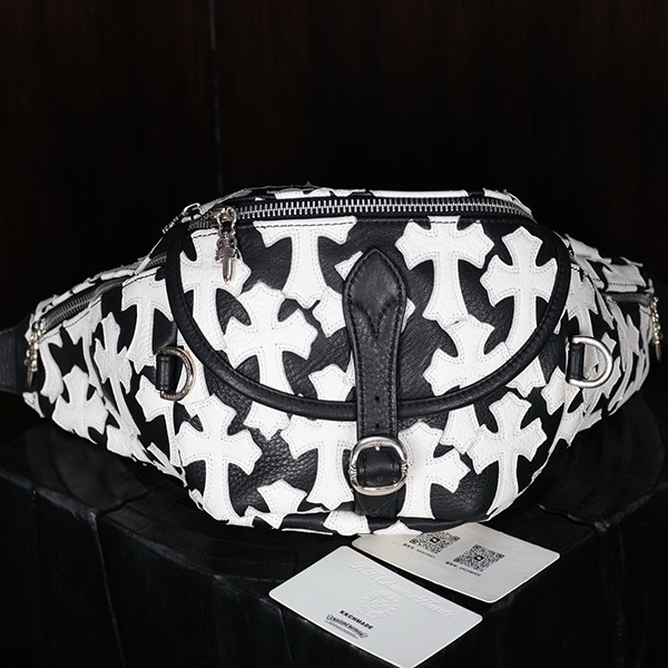 クロームハーツ ラージ ホワイト クロス ウエストバッグ