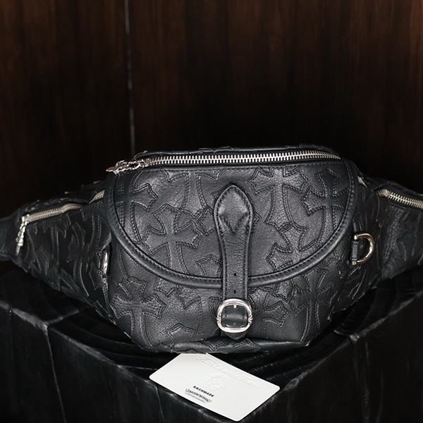 クロームハーツ ラージ ブラック クロス ウエストバッグ