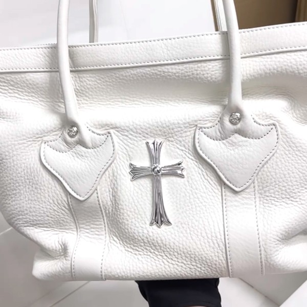 クロームハーツ ホワイトレザークロストート