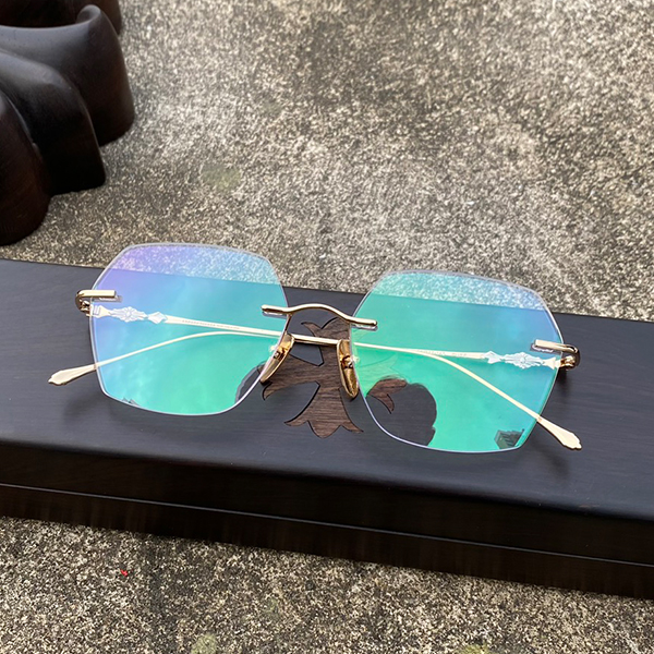 クロームハーツ CH リムレス スクエア ゴールドクロス メガネ