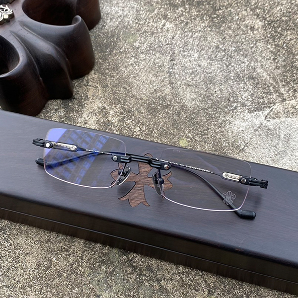 クロームハーツ CH リムレス クロスパターン マットブラックメガネ