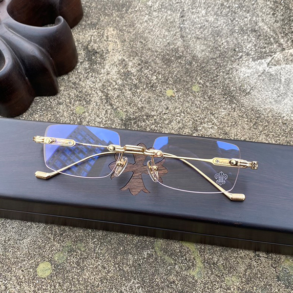 クロームハーツ CH リムレス ゴールドクロス柄メガネ