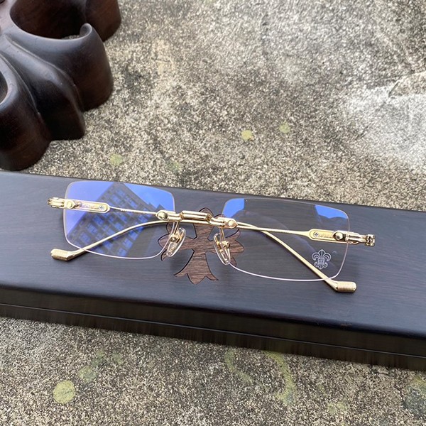 クロームハーツ CH リムレス ゴールドクロス柄メガネ