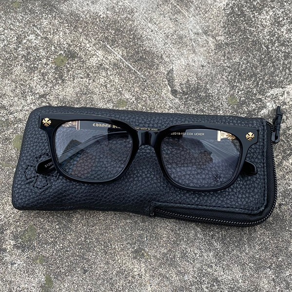 クロームハーツ ゴールドクロス ブラックフレーム ダイヤモンドエングレーテッド メガネ