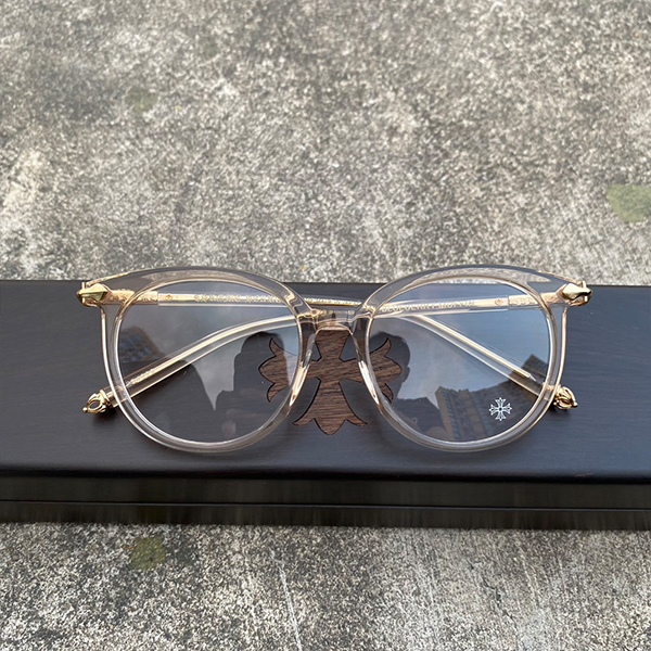 クロームハーツ CH ピンク トランスペアレント ゴールド クロス メガネ