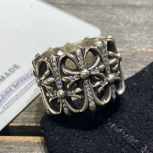 クロームハーツ VVSフルダイヤモンドラウンド墓石リング