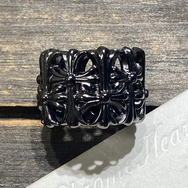 クロームハーツ 黒銀円墓リング