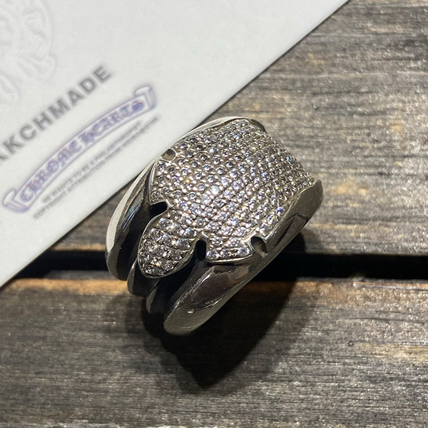 クロームハーツ VVSフルインレイスターリングシルバーフレームリング