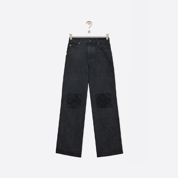 ロエベ ロゴ刺繍ジーンズ ブラック