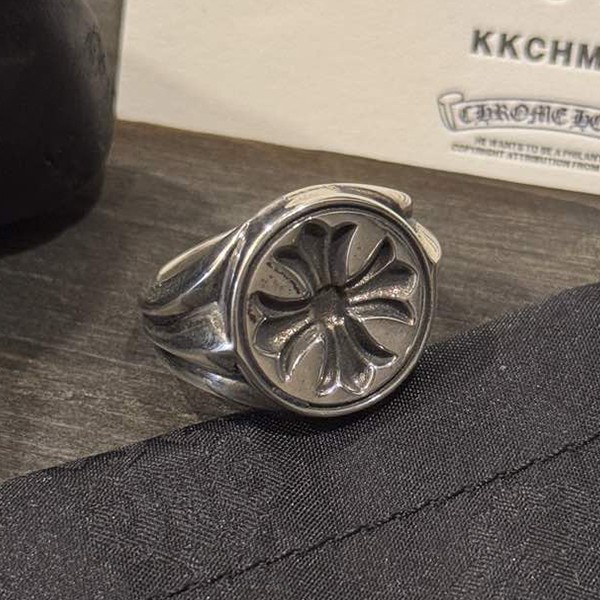 クロームハーツ 炎の十字架の印章リング