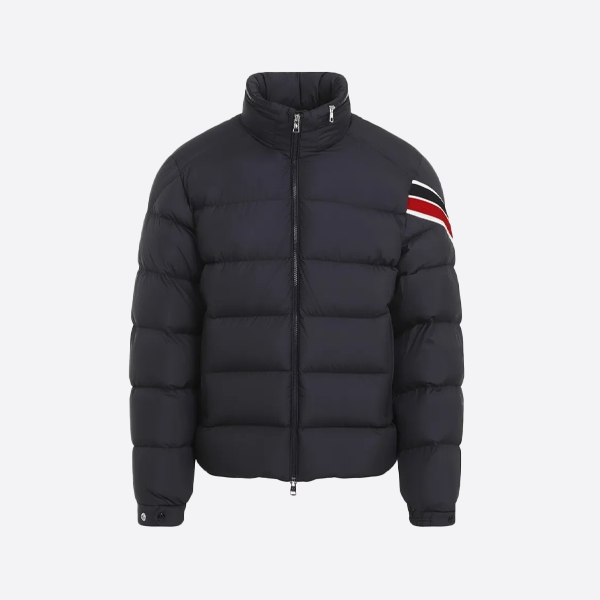 モンクレール トリコロールスリーブ ストライプ リボン スタンドカラー ダウンジャケット