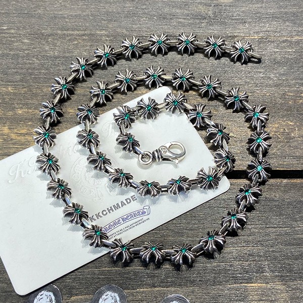 クロームハーツ グリーンダイヤモンドインレイCHプラスロブスターネックレス