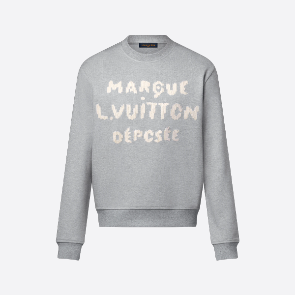ルイ・ヴィトンのウール糸刺繍入りレタリングクルーネックスウェットシャツ