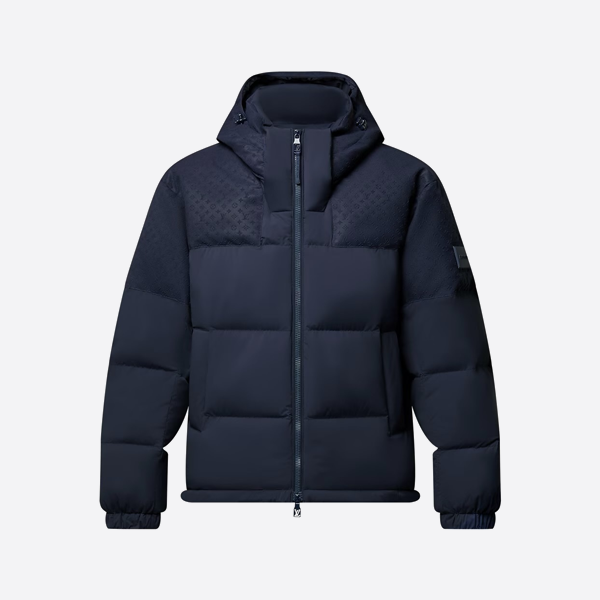 ルイ・ヴィトン 3Dジャカード フード付きダウンジャケット ブルー