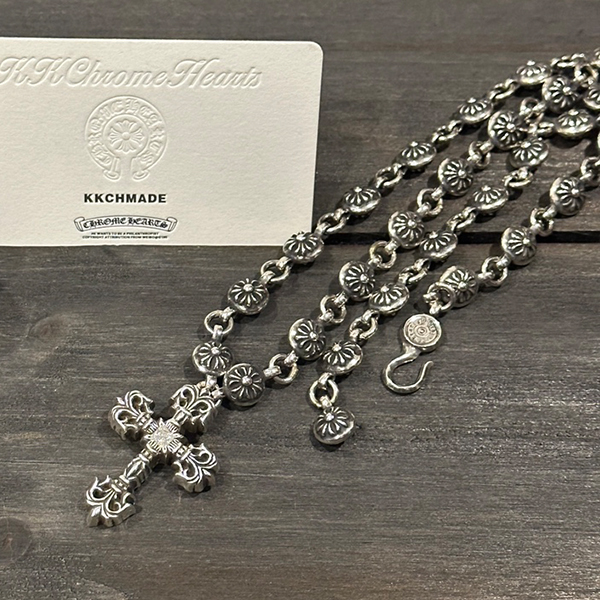クロームハーツ vvs モアッサナイト フレイムクロスバウンドクロスフラワーボールチェーン
