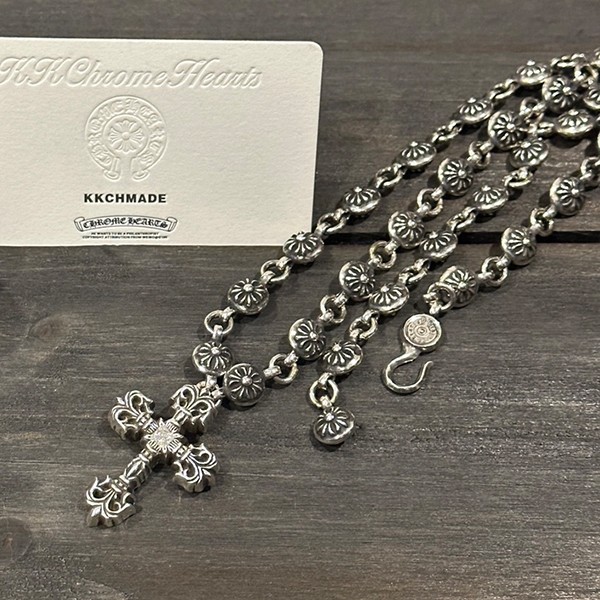 クロームハーツ vvs モアッサナイト フレイムクロスバウンドクロスフラワーボールチェーン