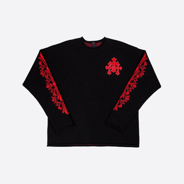 Chrome Hearts ウールセーター、黒と赤