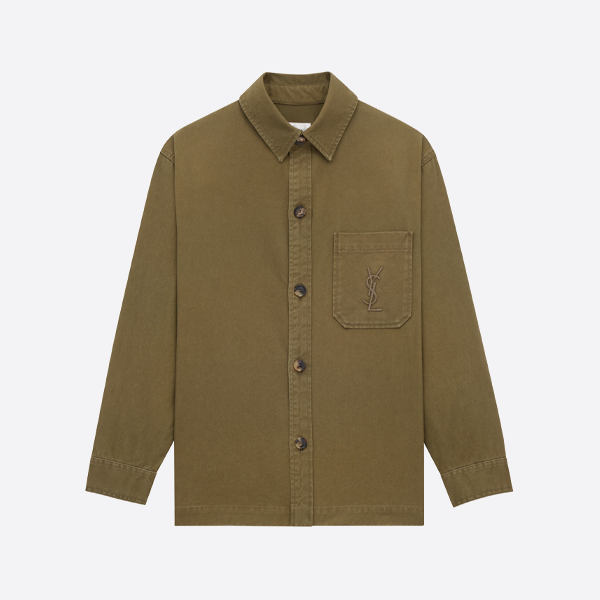 サンローラン 刺繍ポケット ボタンダウンカラー 長袖シャツジャケット