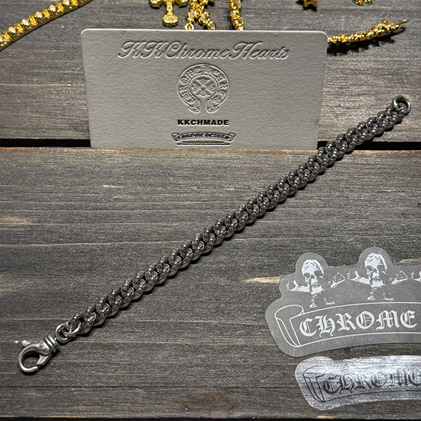 クロームハーツ クロスチェーン編み込みブレスレット