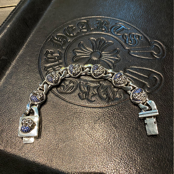 クロームハーツ ハートシェイプ ヴァインインサート ブレスレット ブルーダイヤモンド