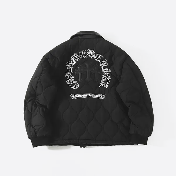 クロームハーツ クロス レザー パッド入りジャケット（刺繍入り襟付き）