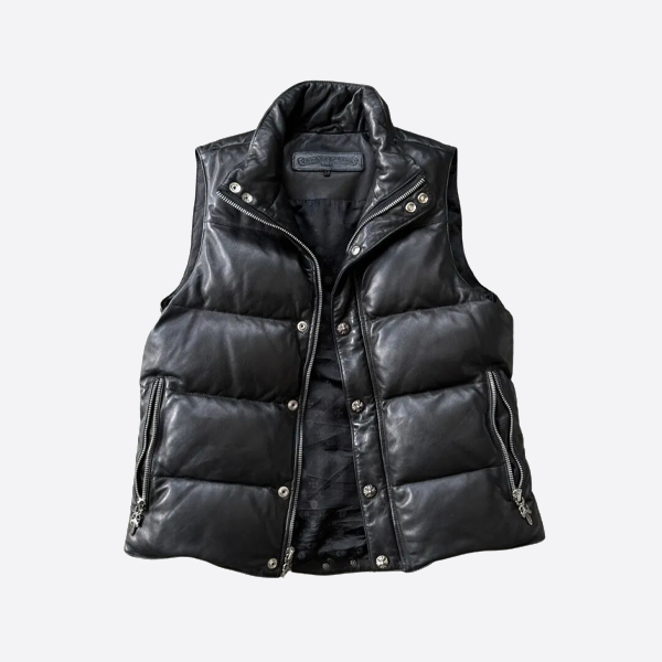 クロームハーツ クロス レザー パッド入りジャケット（刺繍入り襟付き）