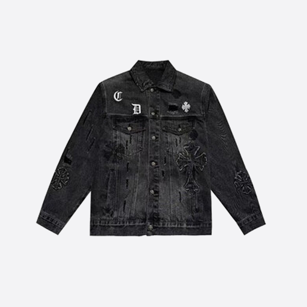 クロームハーツ のダメージ加工ウォッシュデニムジャケット