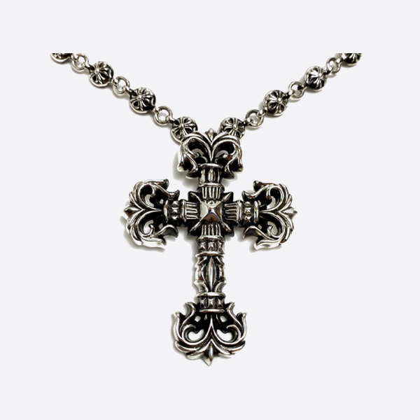 クロームハーツラージ フレイム クロス ネックレス