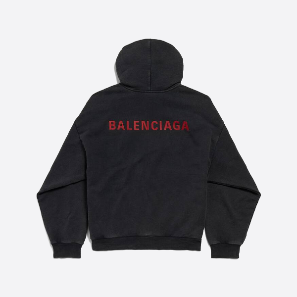 バレンシアガのロゴ刺繍入りフード付きジップアップジャケット