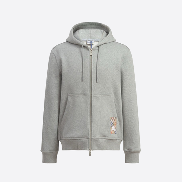 バーバリーのチェック柄コットン ジップアップ フード付きスウェットシャツ ジャケット