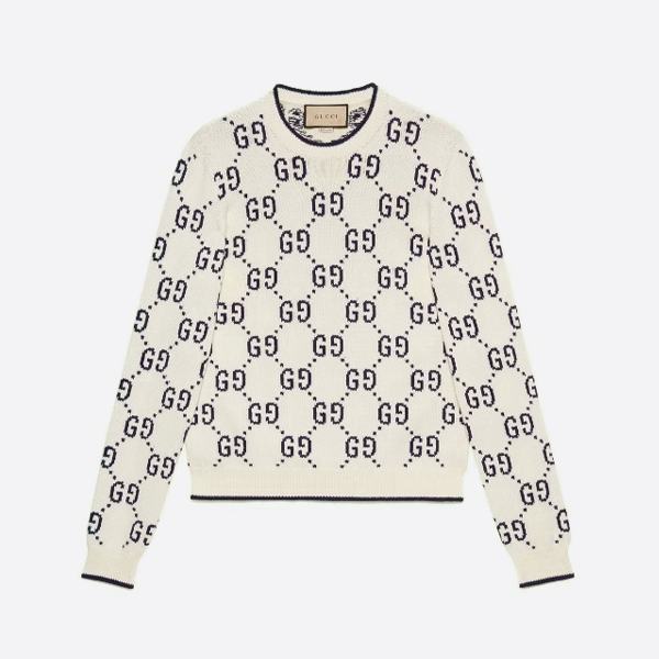 グッチのジャカードプルオーバーニットセーター、クルーネックセーター