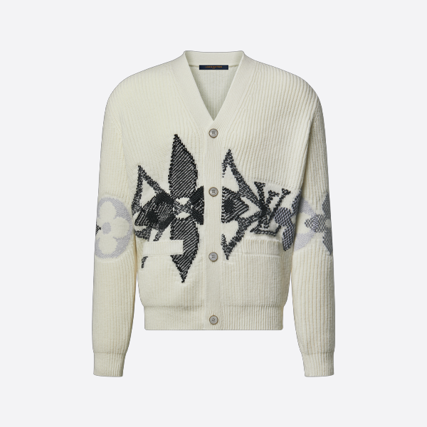 ルイ・ヴィトン チャンキーニットカーディガン、ホワイト