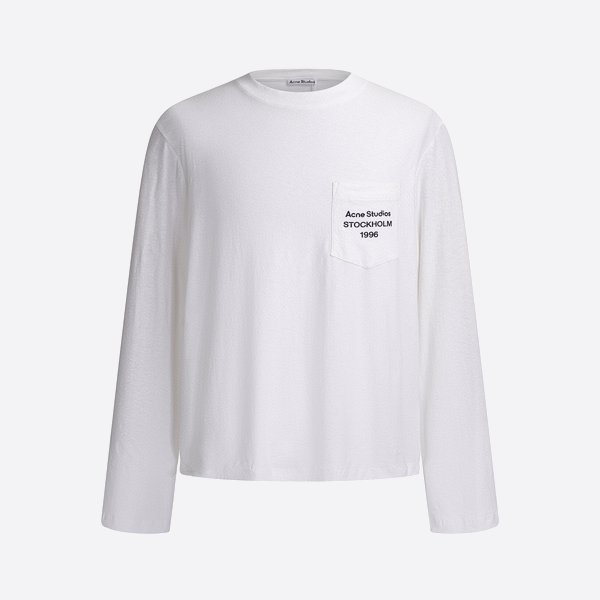 アクネ ストゥディオズ ポケット スローガン ロングスリーブ ホワイト